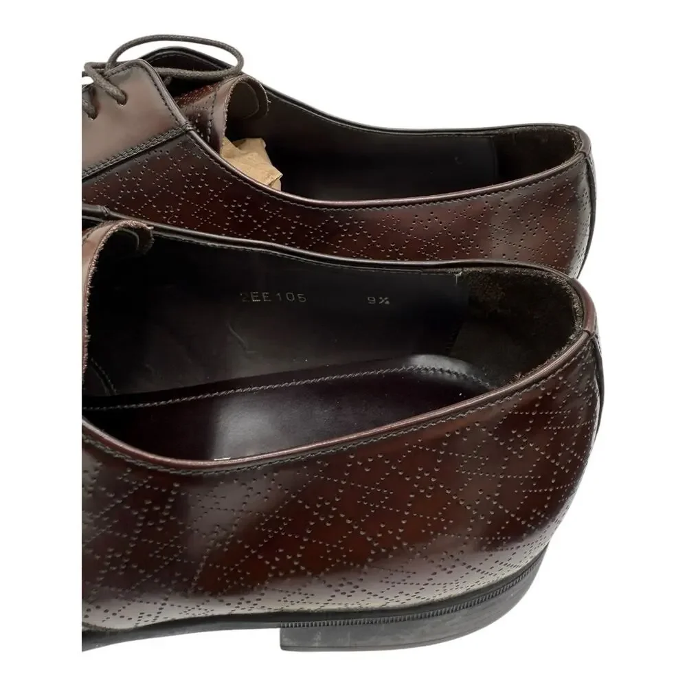 PRADA Men's Brown Leather Lace Up Oxford Dress Shoe 8.5‎ UK / 9.5 US EE w/box